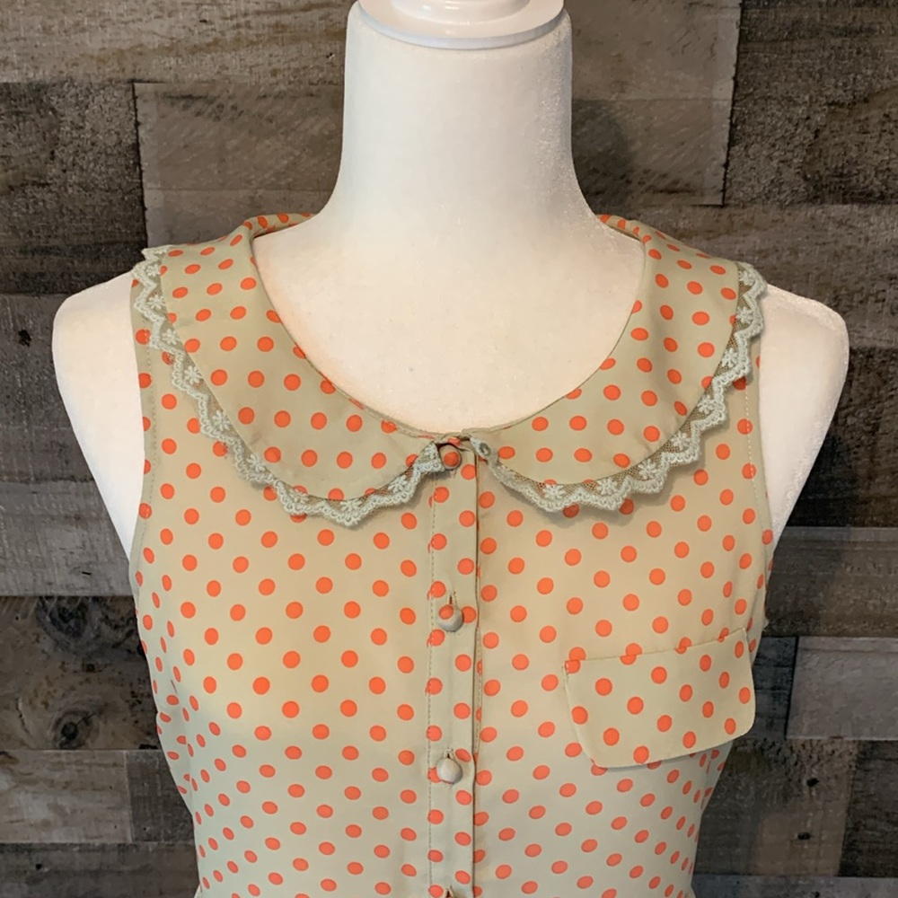 Aniina Sleeveless Polka Top with Peter Pan collar Size M - Picture 7 of 16